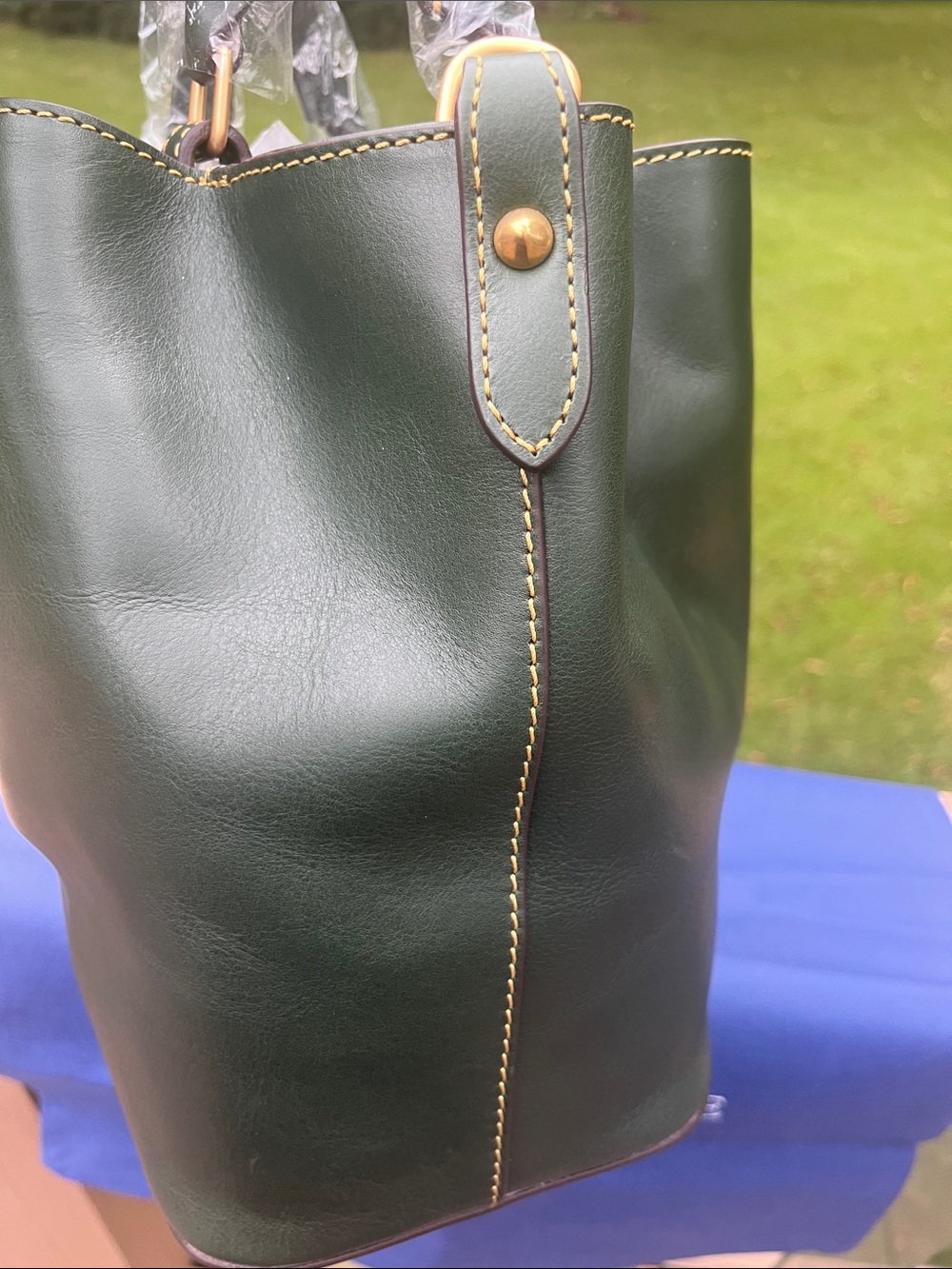 Dooney & Bourke Hunter Green Leather Satchel - Picture 5 of 12